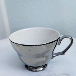 Set of 2 Silver Porcelain Tea Cups